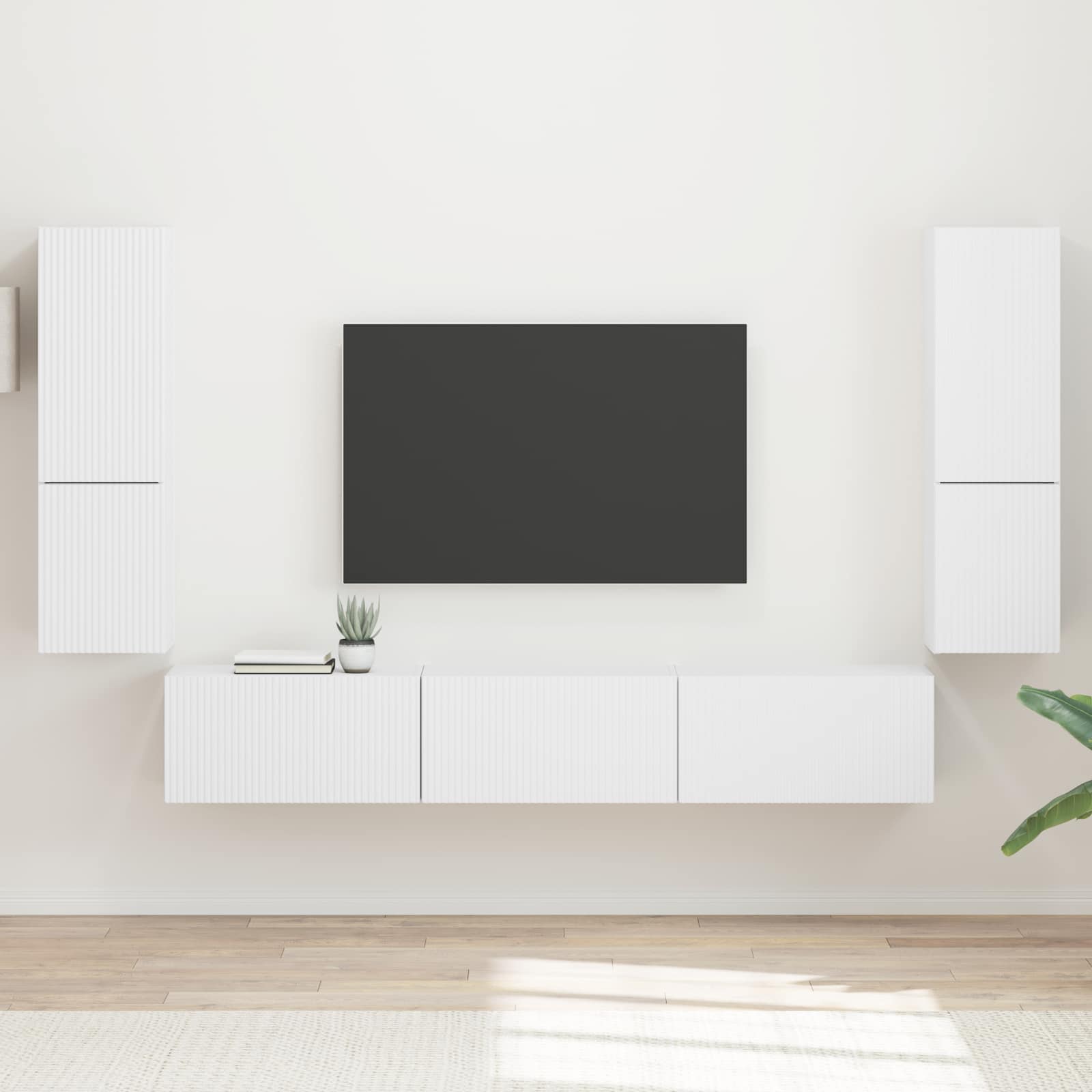 vidaXL TV Cabinet Set 4 pcs White Engineered Wood 1