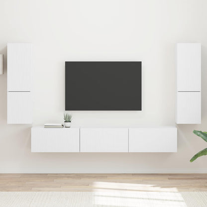 vidaXL TV Cabinet Set 4 pcs White Engineered Wood 1