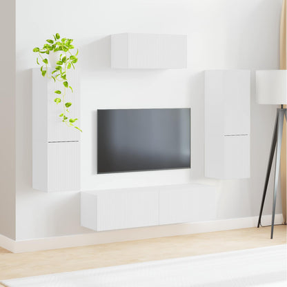 vidaXL TV Cabinet Set 4 pcs White Engineered Wood 4