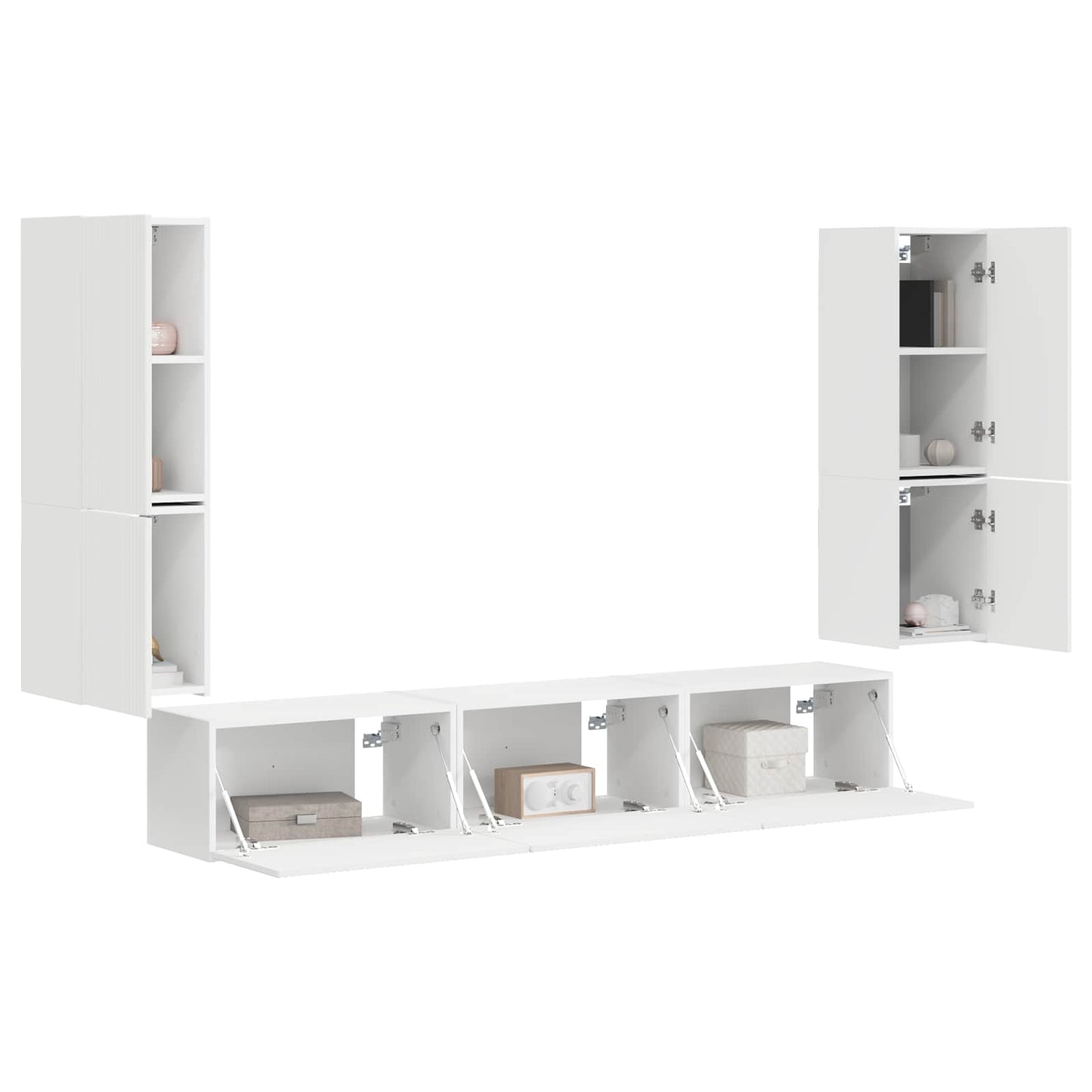 vidaXL TV Cabinet Set 4 pcs White Engineered Wood 3