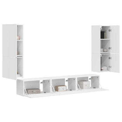 vidaXL TV Cabinet Set 4 pcs White Engineered Wood 3