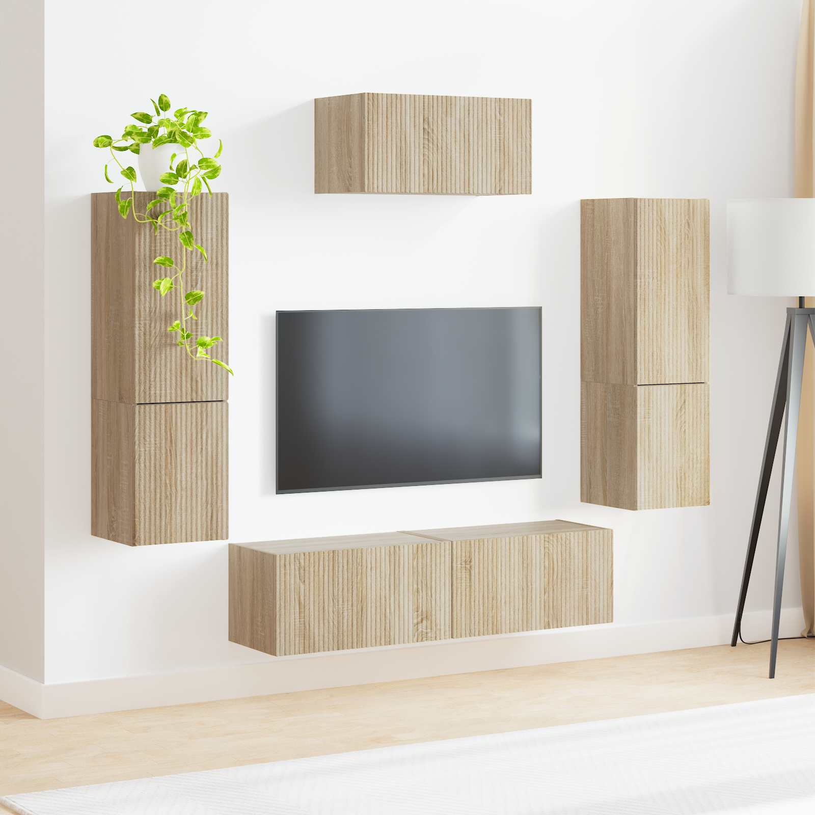 vidaXL TV Cabinet Set 4 pcs Sonoma Oak Engineered Wood 4