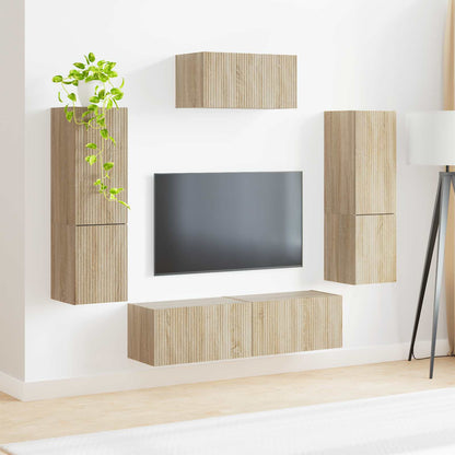 vidaXL TV Cabinet Set 4 pcs Sonoma Oak Engineered Wood 4