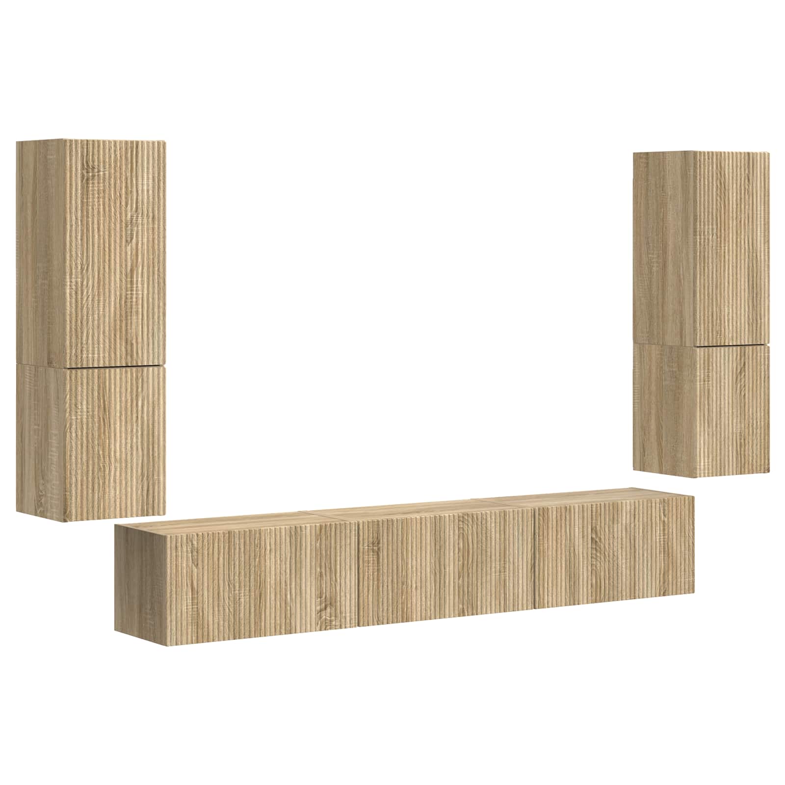 vidaXL TV Cabinet Set 4 pcs Sonoma Oak Engineered Wood 2
