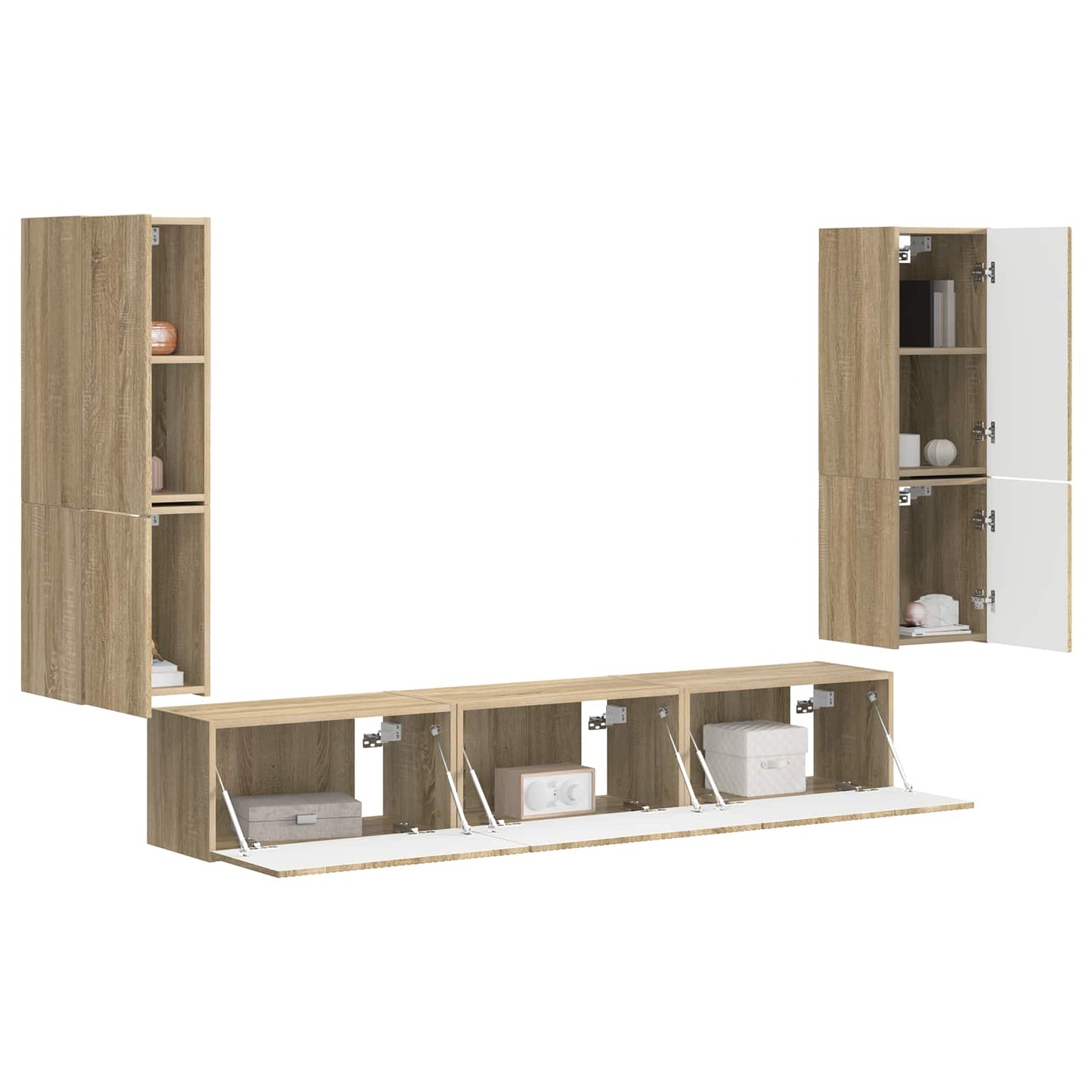 vidaXL TV Cabinet Set 4 pcs Sonoma Oak Engineered Wood 3