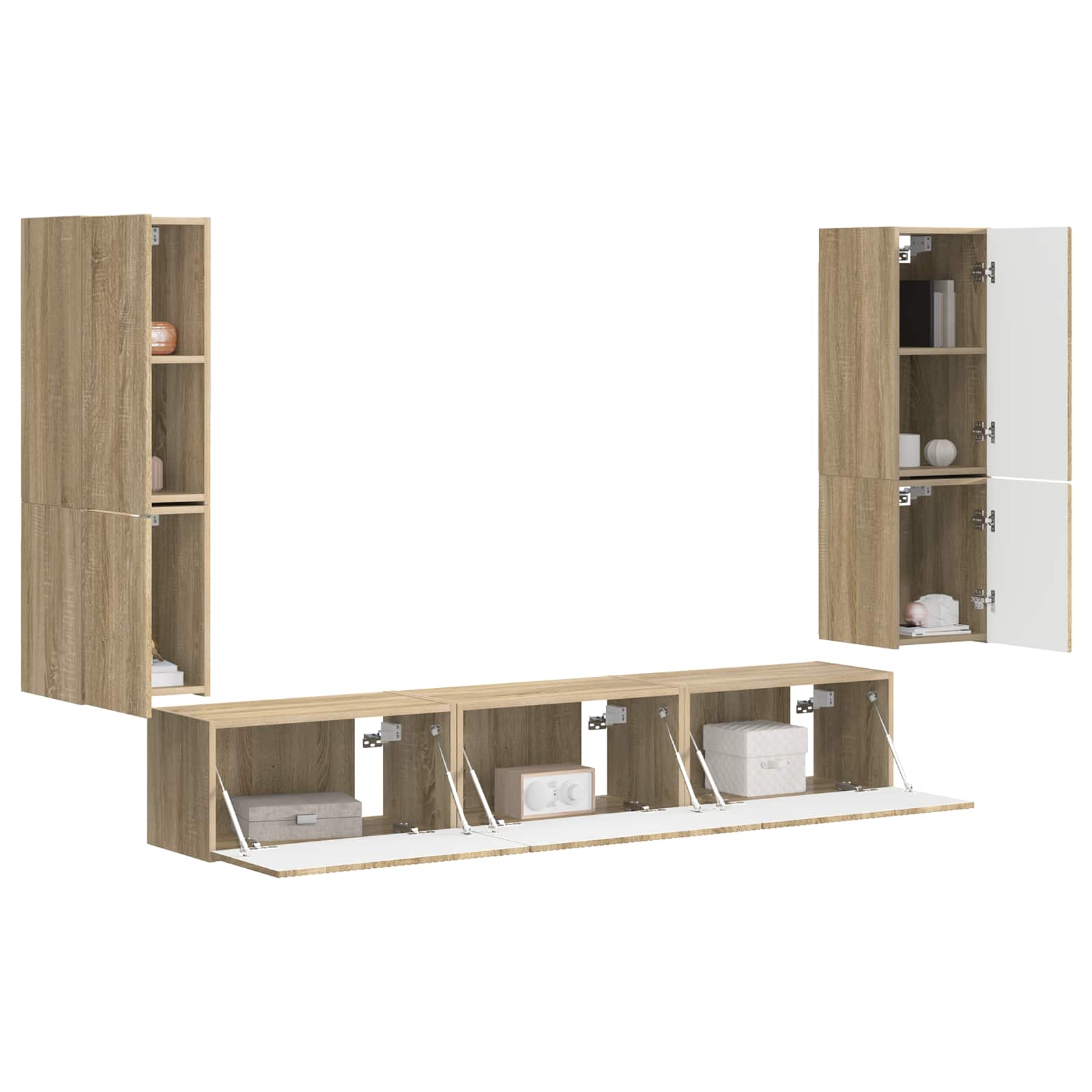 vidaXL TV Cabinet Set 4 pcs Sonoma Oak Engineered Wood 3