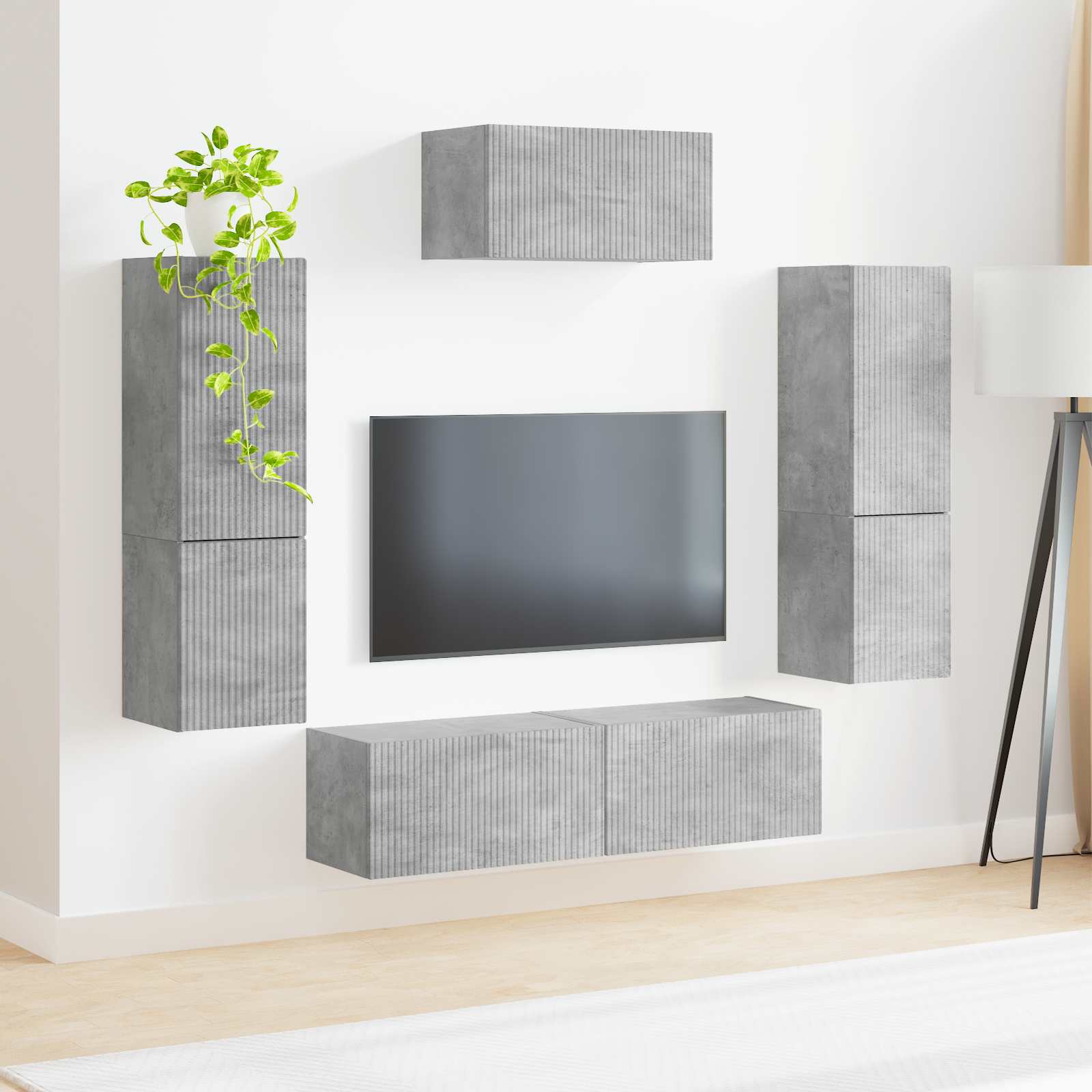 vidaXL TV Cabinet Set 4 pcs Concrete Grey Engineered Wood 4