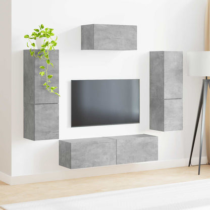 vidaXL TV Cabinet Set 4 pcs Concrete Grey Engineered Wood 4