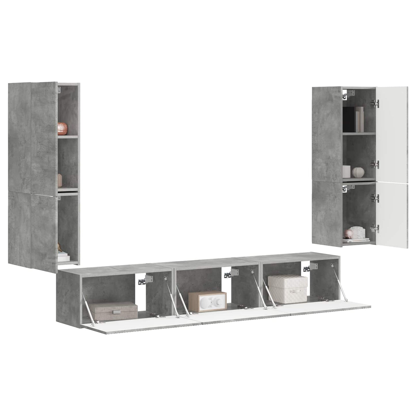 vidaXL TV Cabinet Set 4 pcs Concrete Grey Engineered Wood 3