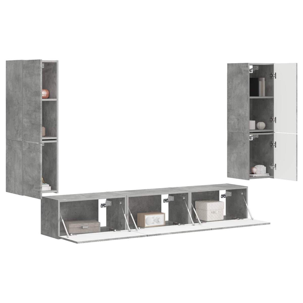 TV Cabinet Set 4 pcs Engineered Wood Concrete grey