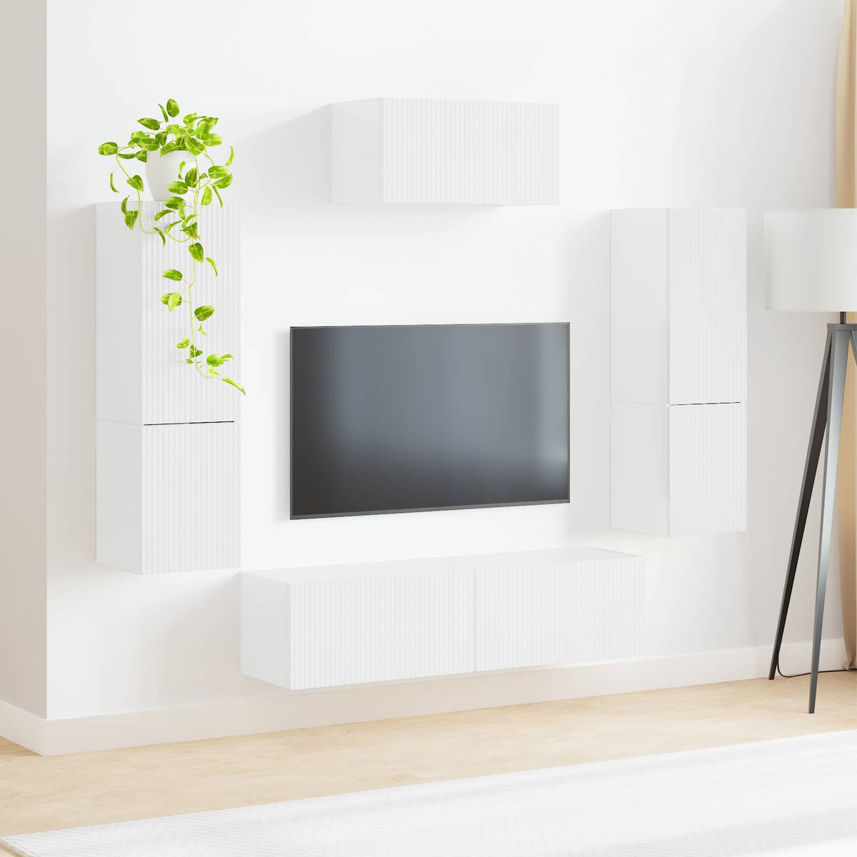 vidaXL TV Cabinet Set 4 pcs High Gloss White Engineered Wood 4