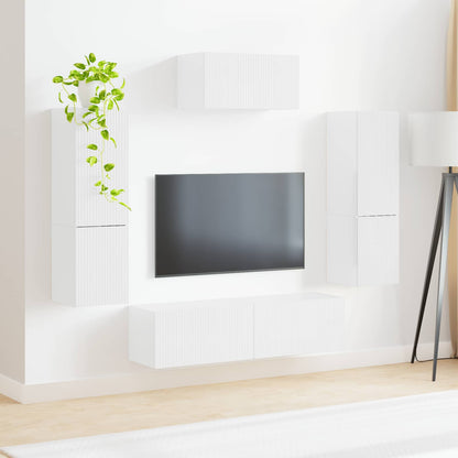vidaXL TV Cabinet Set 4 pcs High Gloss White Engineered Wood 4