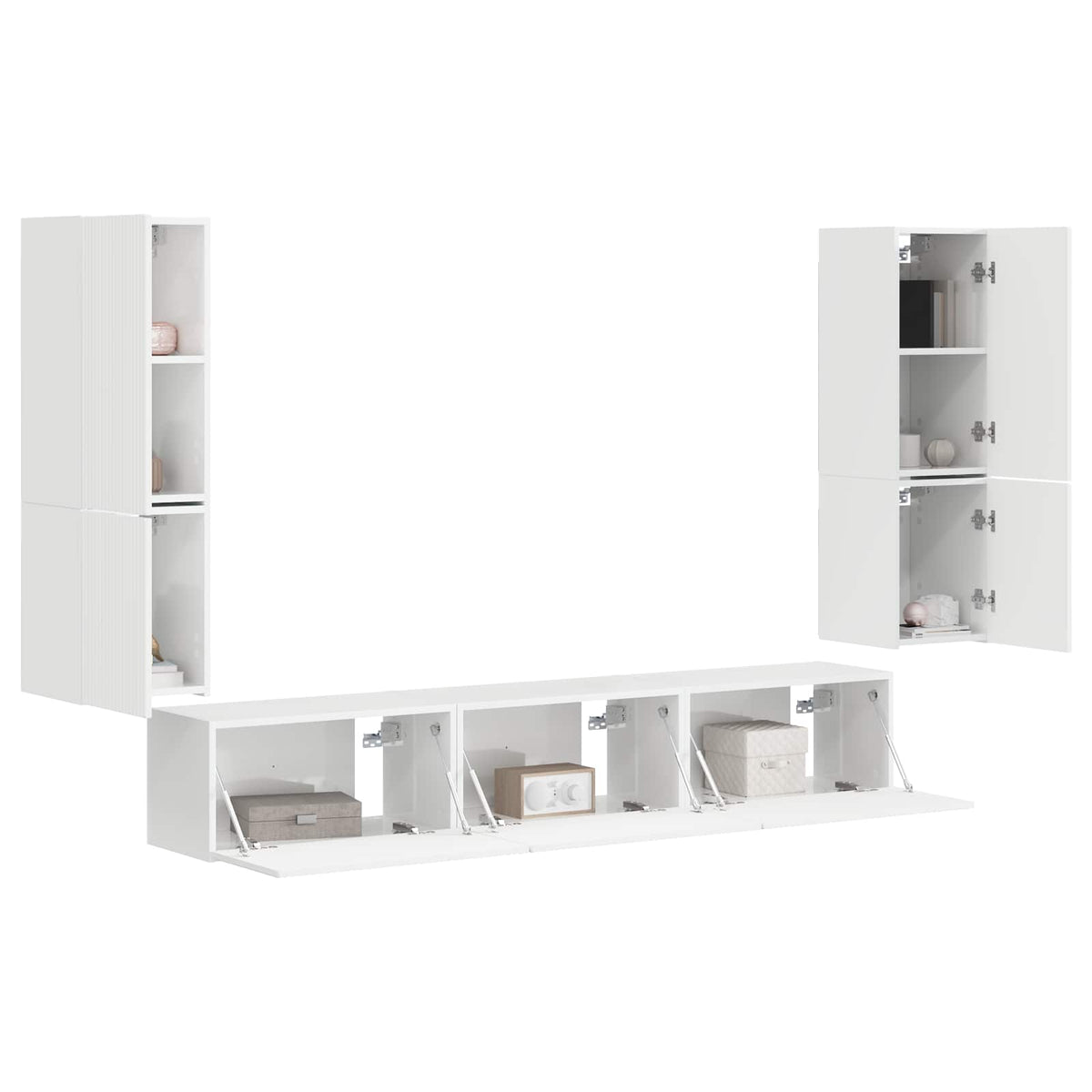 vidaXL TV Cabinet Set 4 pcs High Gloss White Engineered Wood 3