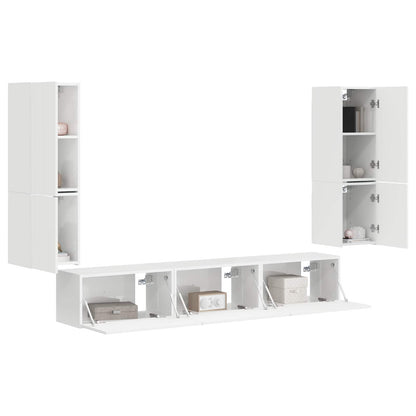 vidaXL TV Cabinet Set 4 pcs High Gloss White Engineered Wood 3