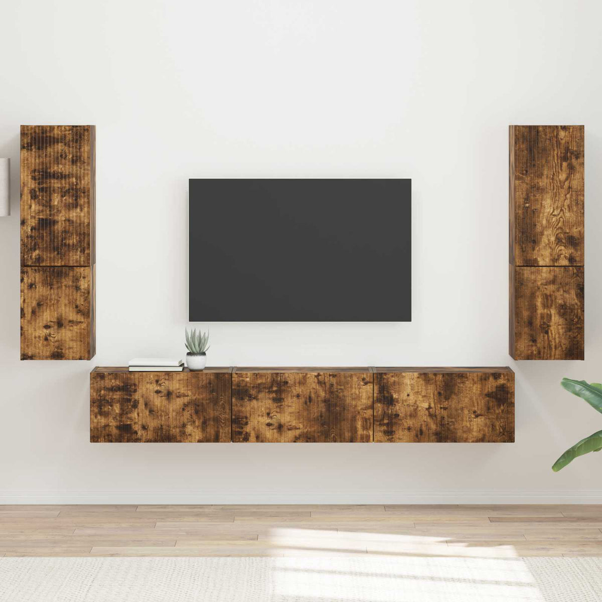 TV Cabinet Set 4 pcs Engineered Wood Smoked oak