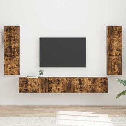 TV Cabinet Set 4 pcs Engineered Wood Smoked oak