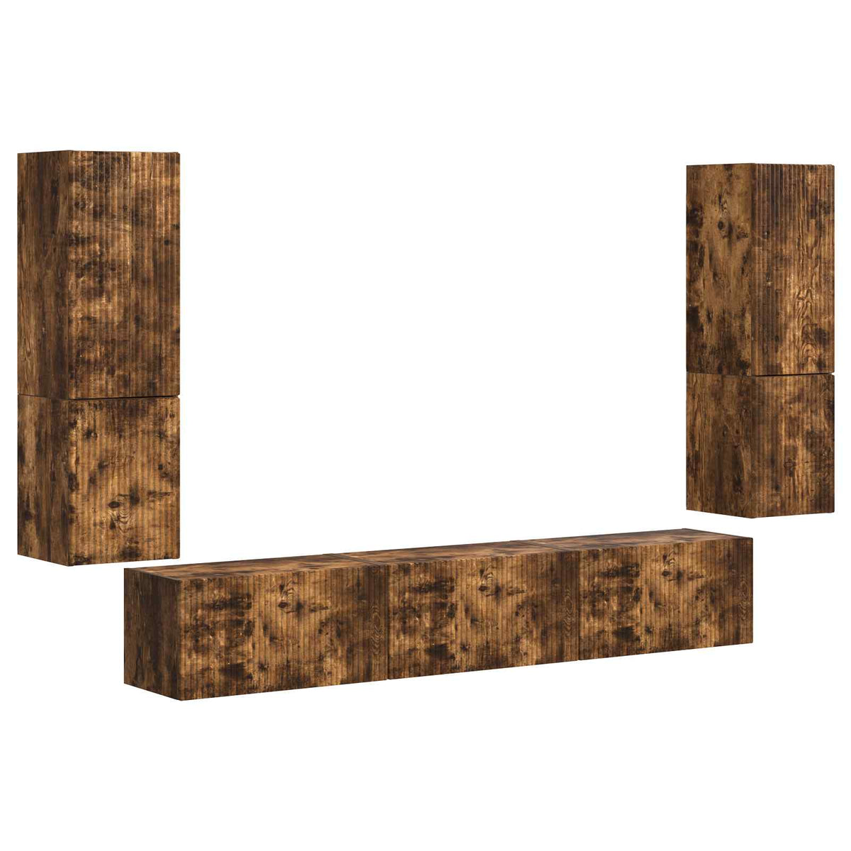 TV Cabinet Set 4 pcs Engineered Wood Smoked oak