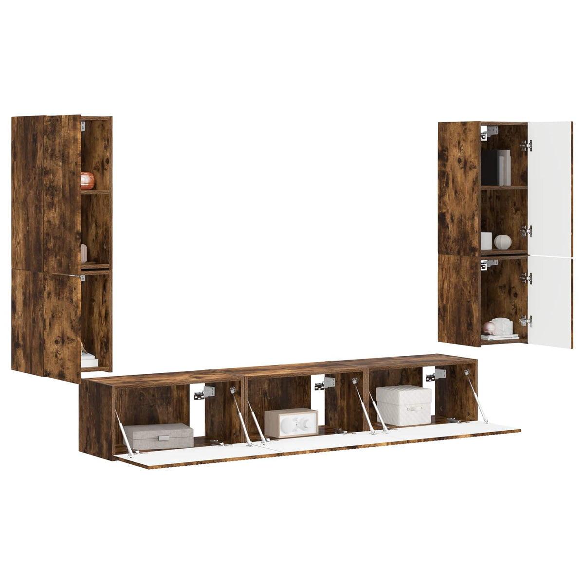 TV Cabinet Set 4 pcs Engineered Wood Smoked oak