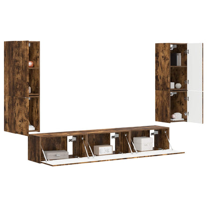 TV Cabinet Set 4 pcs Engineered Wood Smoked oak