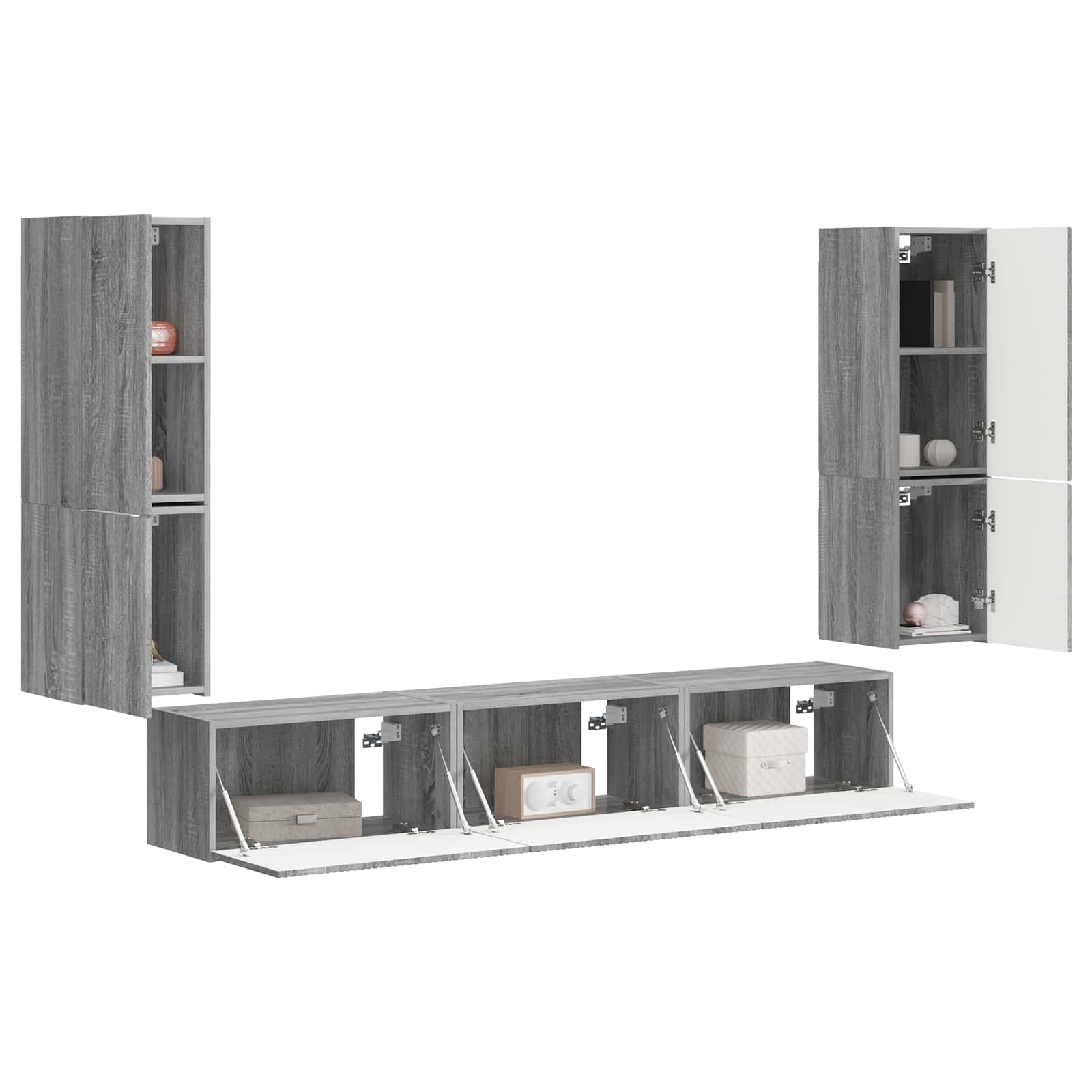 vidaXL TV Cabinet Set 4 pcs Grey Sonoma Engineered Wood 3