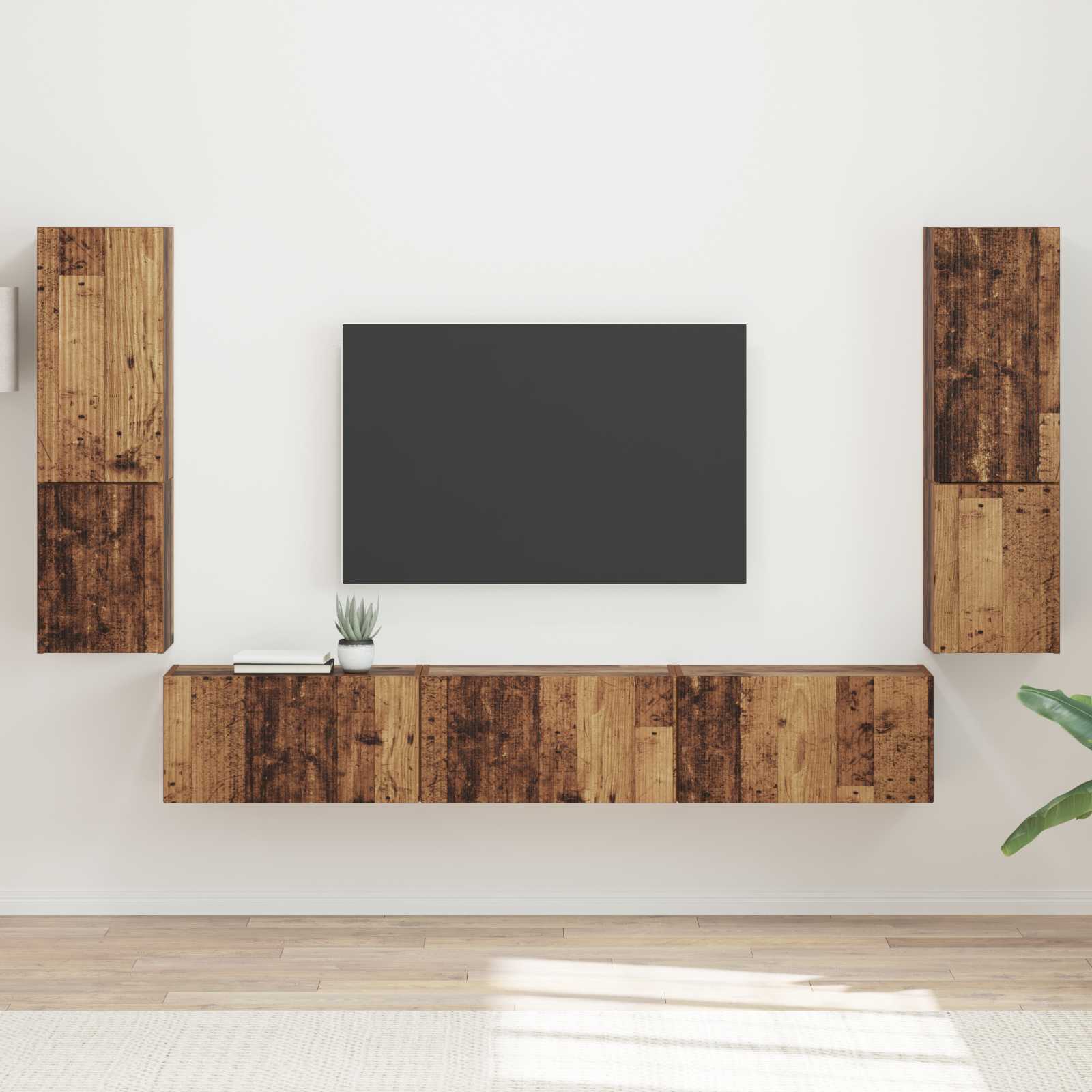 vidaXL TV Cabinet Set 4 pcs Old Wood Engineered Wood 1