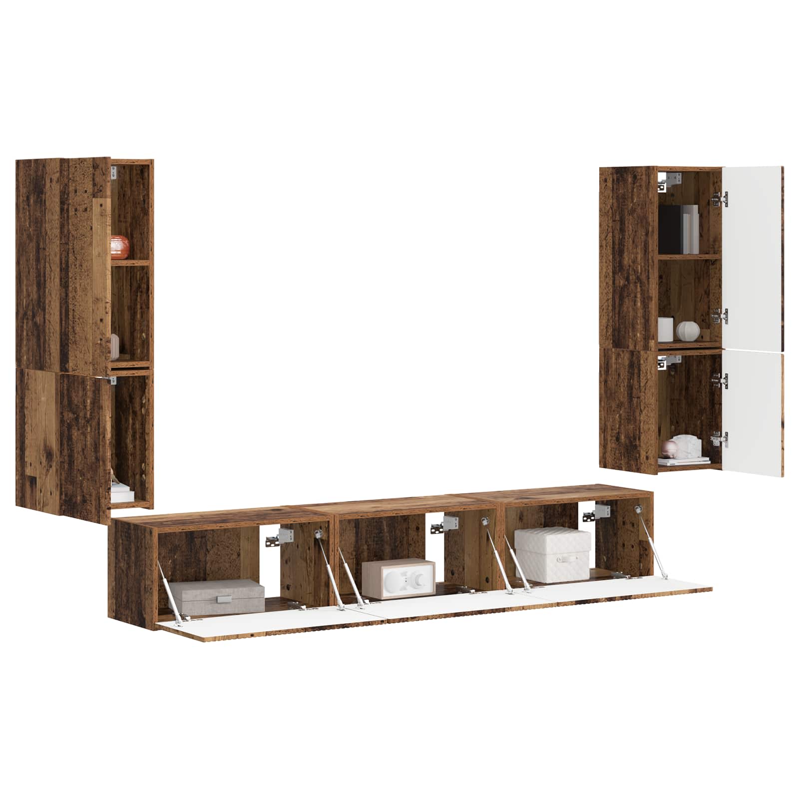 vidaXL TV Cabinet Set 4 pcs Old Wood Engineered Wood 3