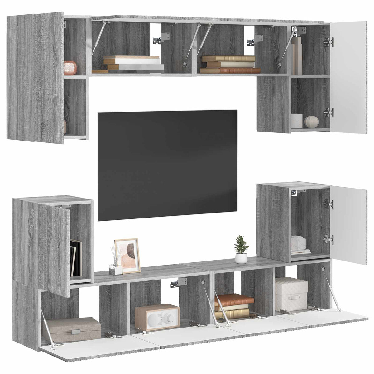 vidaXL TV Cabinet Set 5 pcs Grey Sonoma Engineered Wood 3