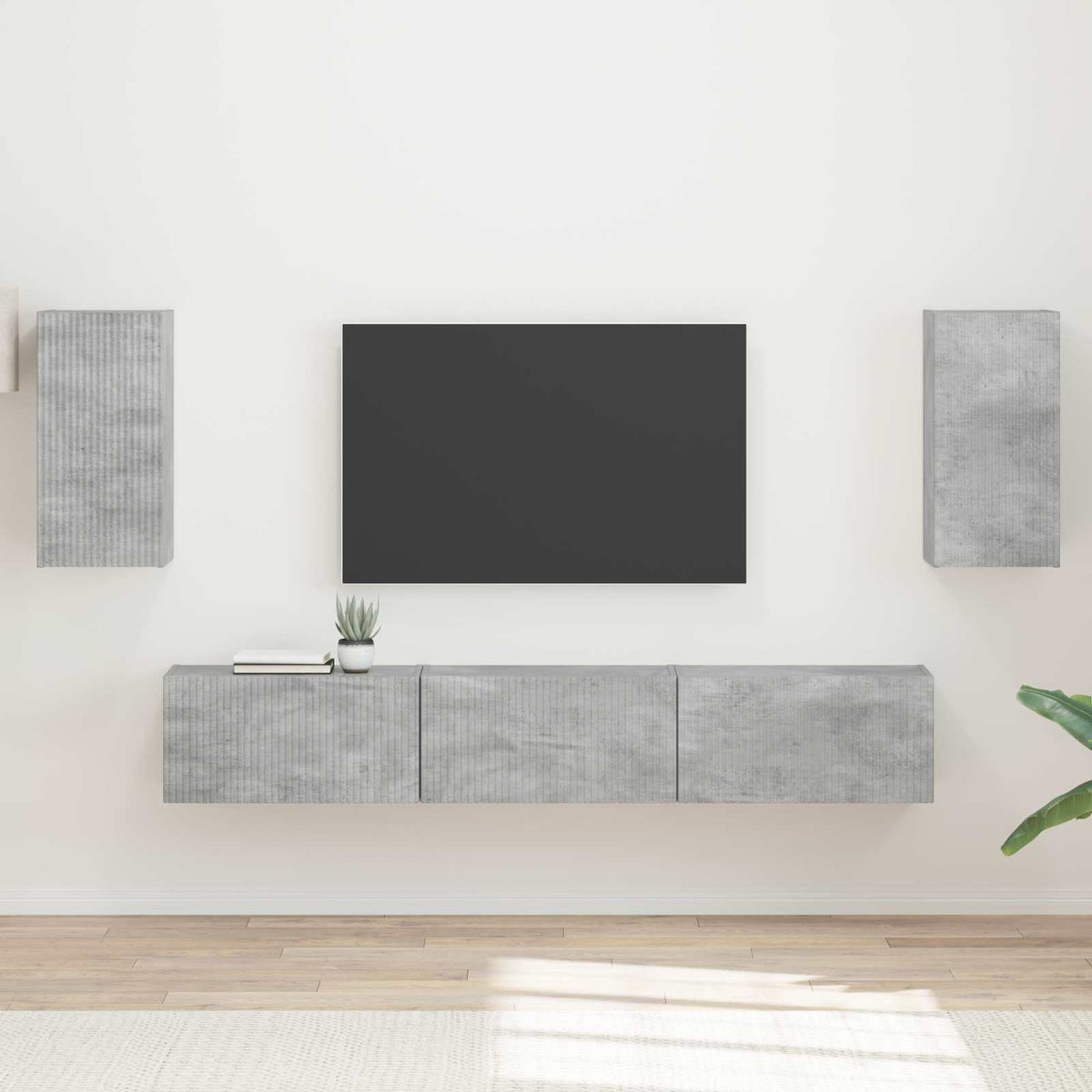 TV Cabinet Set 5 pcs Engineered Wood Concrete grey