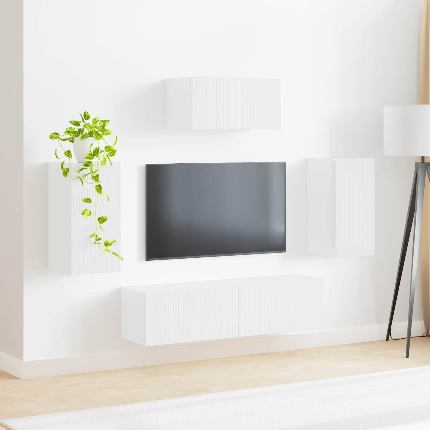 vidaXL TV Cabinet Set 5 pcs High Gloss White Engineered Wood 4