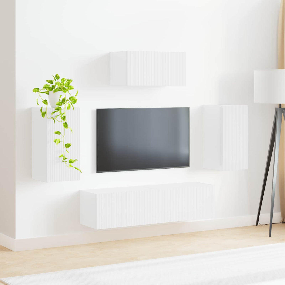 TV Cabinet Set 5 pcs Engineered Wood High gloss white