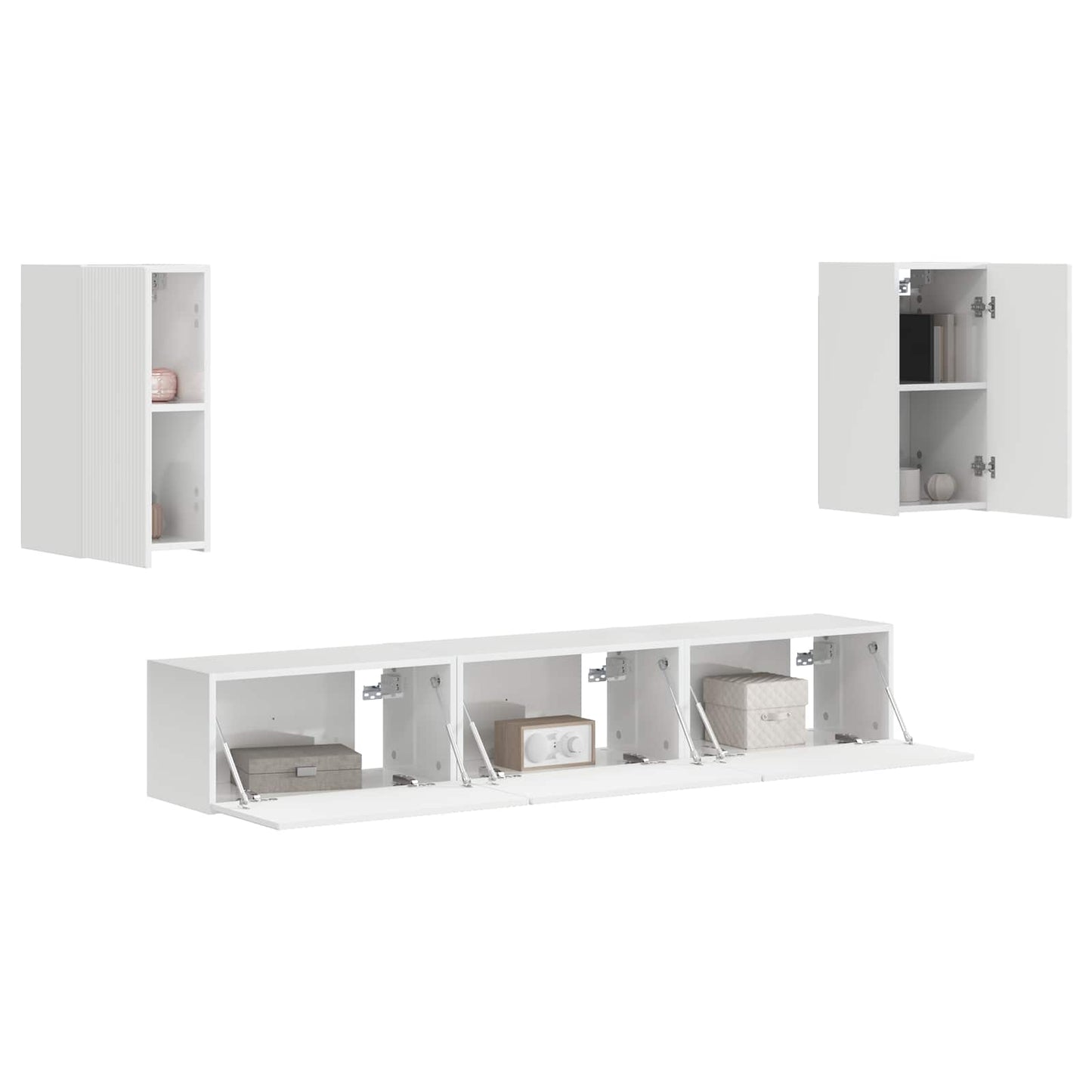 vidaXL TV Cabinet Set 5 pcs High Gloss White Engineered Wood 3