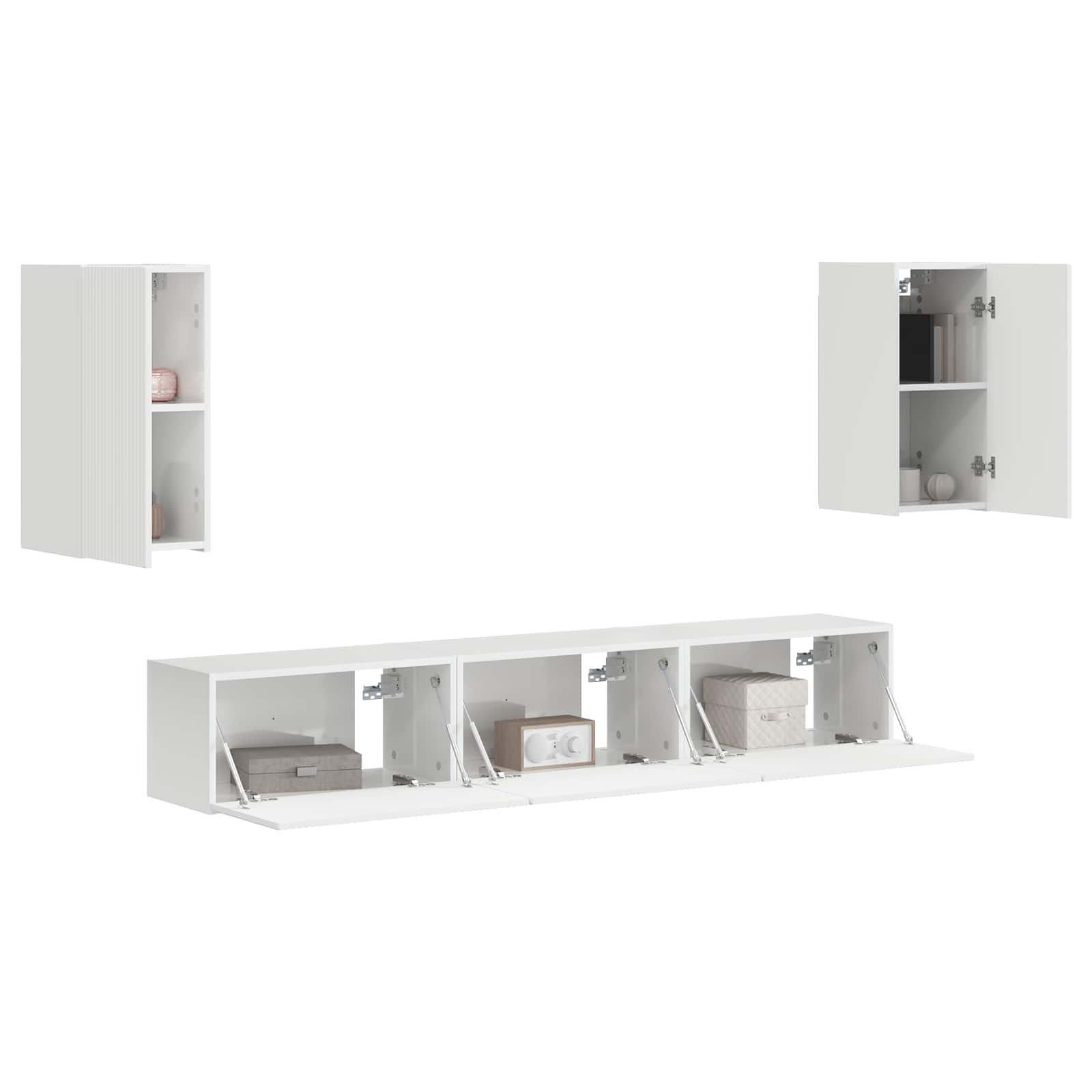 vidaXL TV Cabinet Set 5 pcs High Gloss White Engineered Wood 3