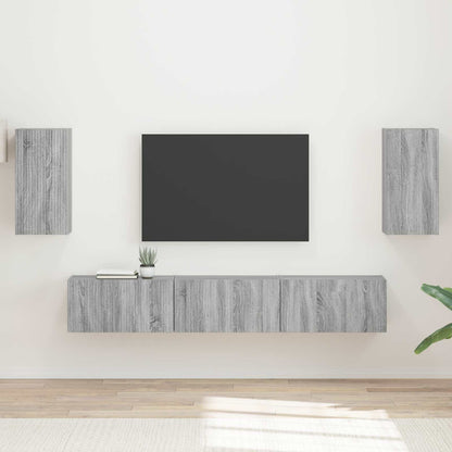 TV Cabinet Set 5 pcs Engineered Wood Grey sonoma