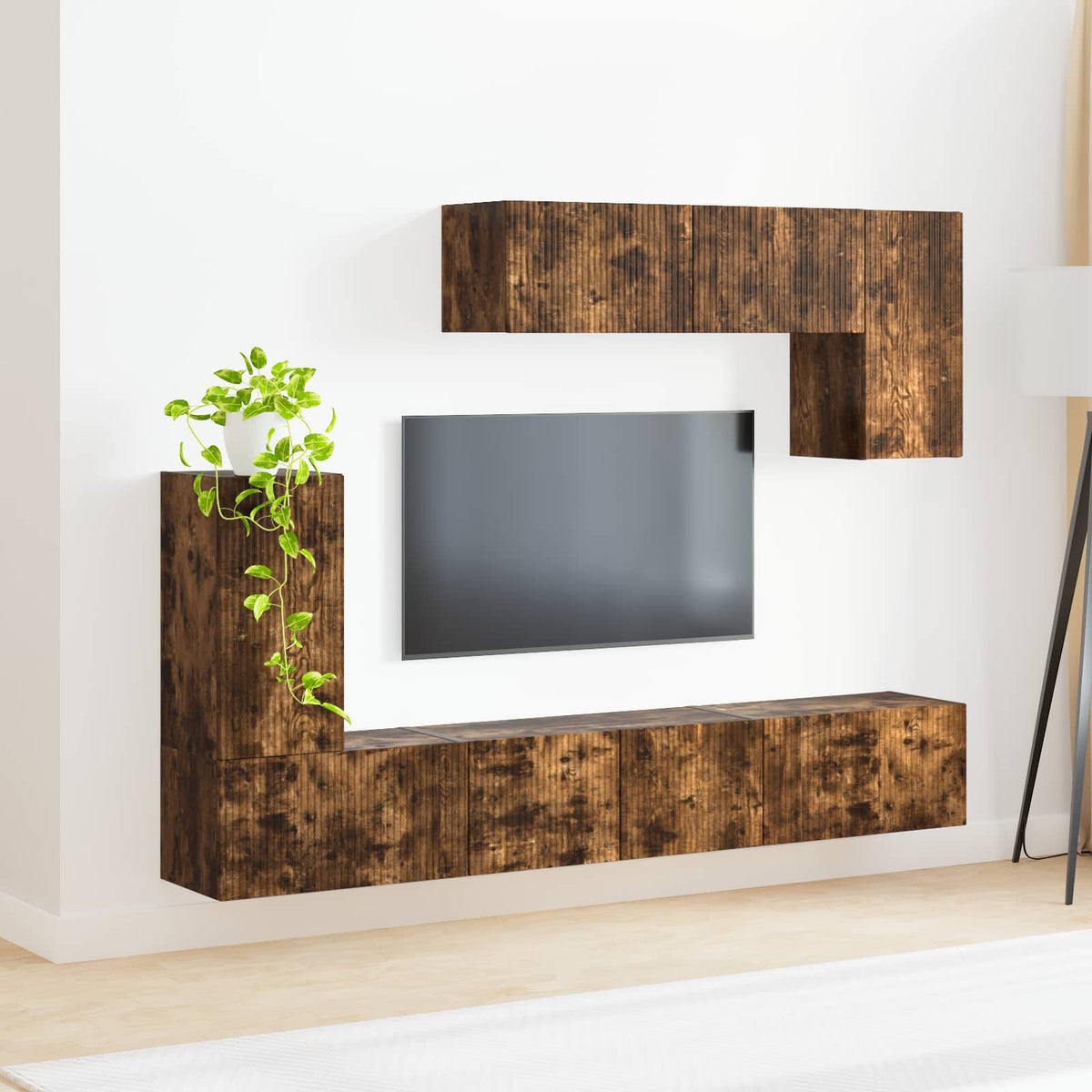 vidaXL TV Cabinet Set 4 pcs Smoked Oak Engineered Wood 4