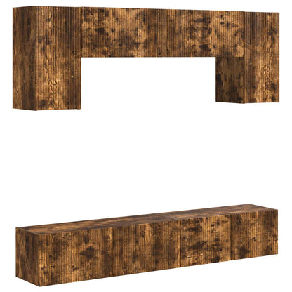 vidaXL TV Cabinet Set 4 pcs Smoked Oak Engineered Wood 2