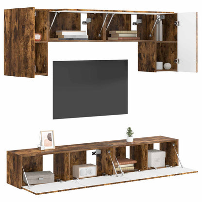 vidaXL TV Cabinet Set 4 pcs Smoked Oak Engineered Wood 3