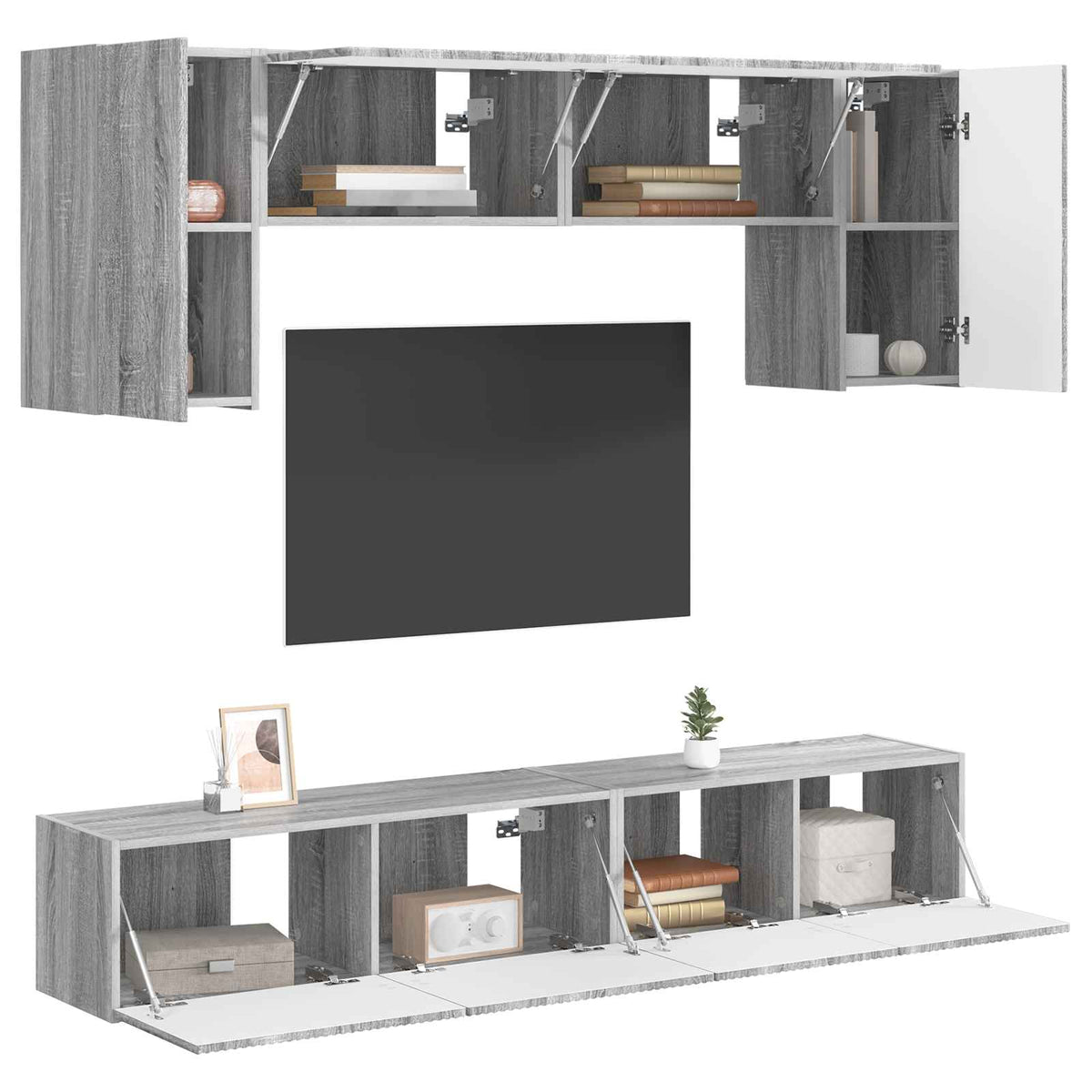 vidaXL TV Cabinet Set 4 pcs Grey Sonoma Engineered Wood 3