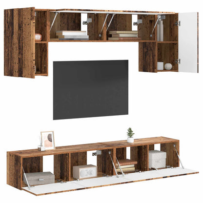 vidaXL TV Cabinet Set 4 pcs Old Wood Engineered Wood 3
