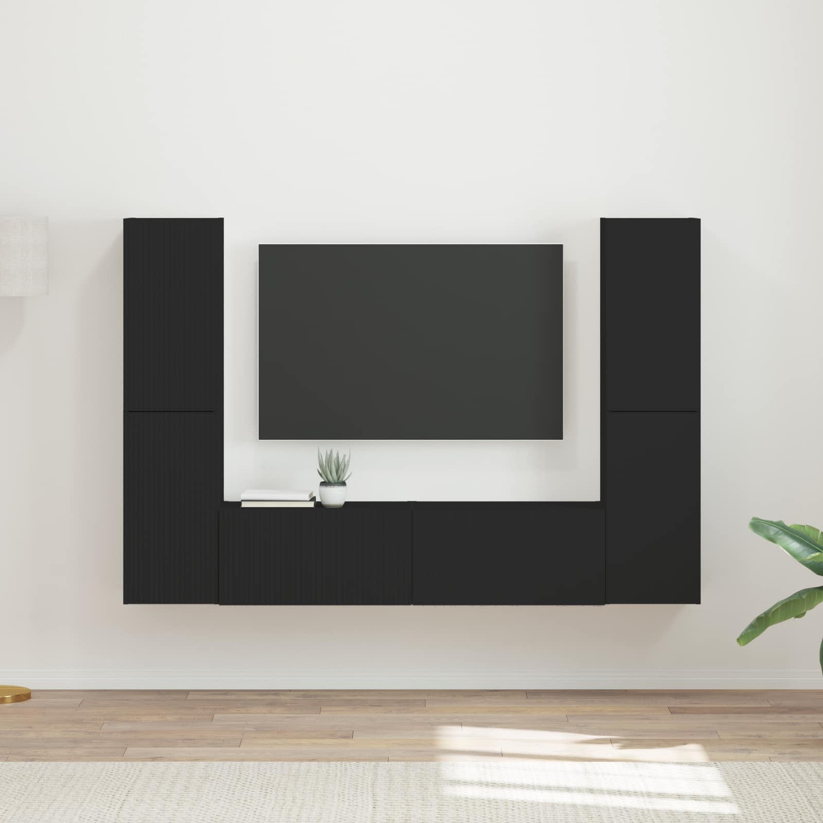 vidaXL TV Cabinet Set 6 pcs Black Engineered Wood 1