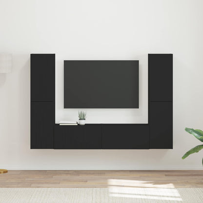 vidaXL TV Cabinet Set 6 pcs Black Engineered Wood 1