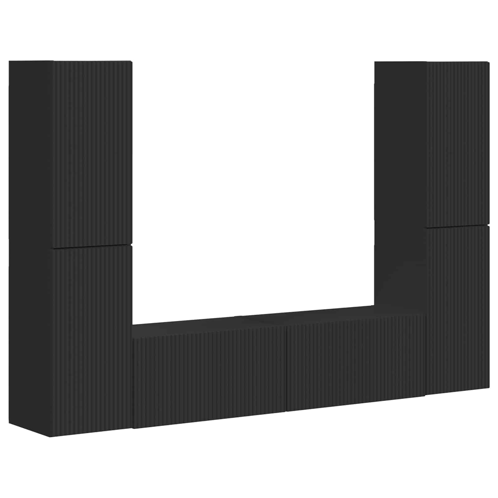 vidaXL TV Cabinet Set 6 pcs Black Engineered Wood 2