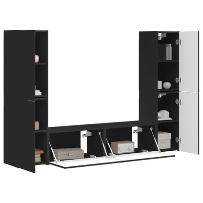 vidaXL TV Cabinet Set 6 pcs Black Engineered Wood 3