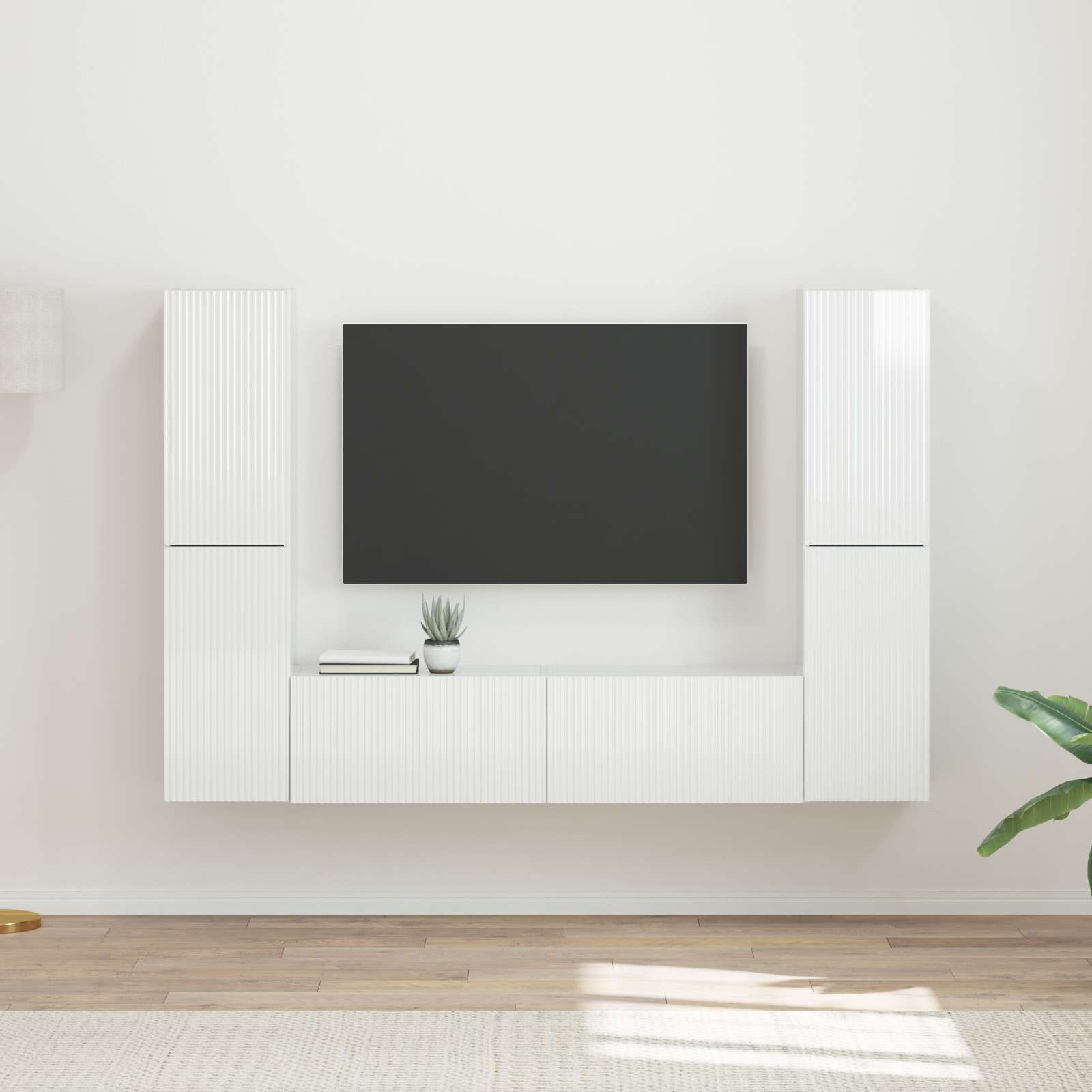 vidaXL TV Cabinet Set 6 pcs High Gloss White Engineered Wood 1