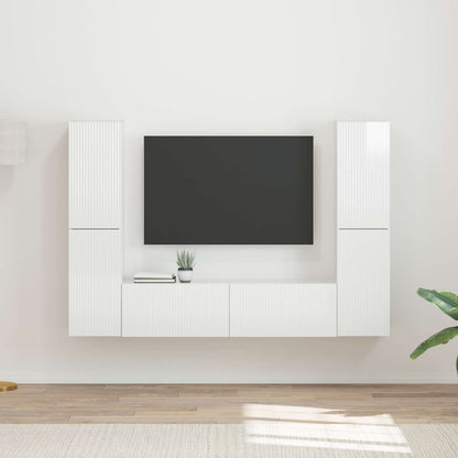 vidaXL TV Cabinet Set 6 pcs High Gloss White Engineered Wood 1