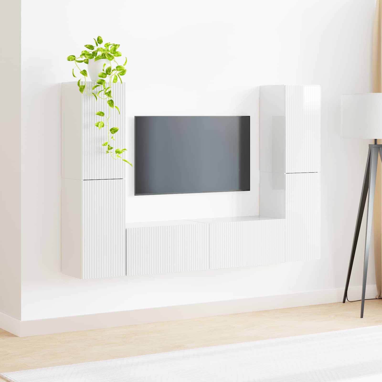 vidaXL TV Cabinet Set 6 pcs High Gloss White Engineered Wood 4