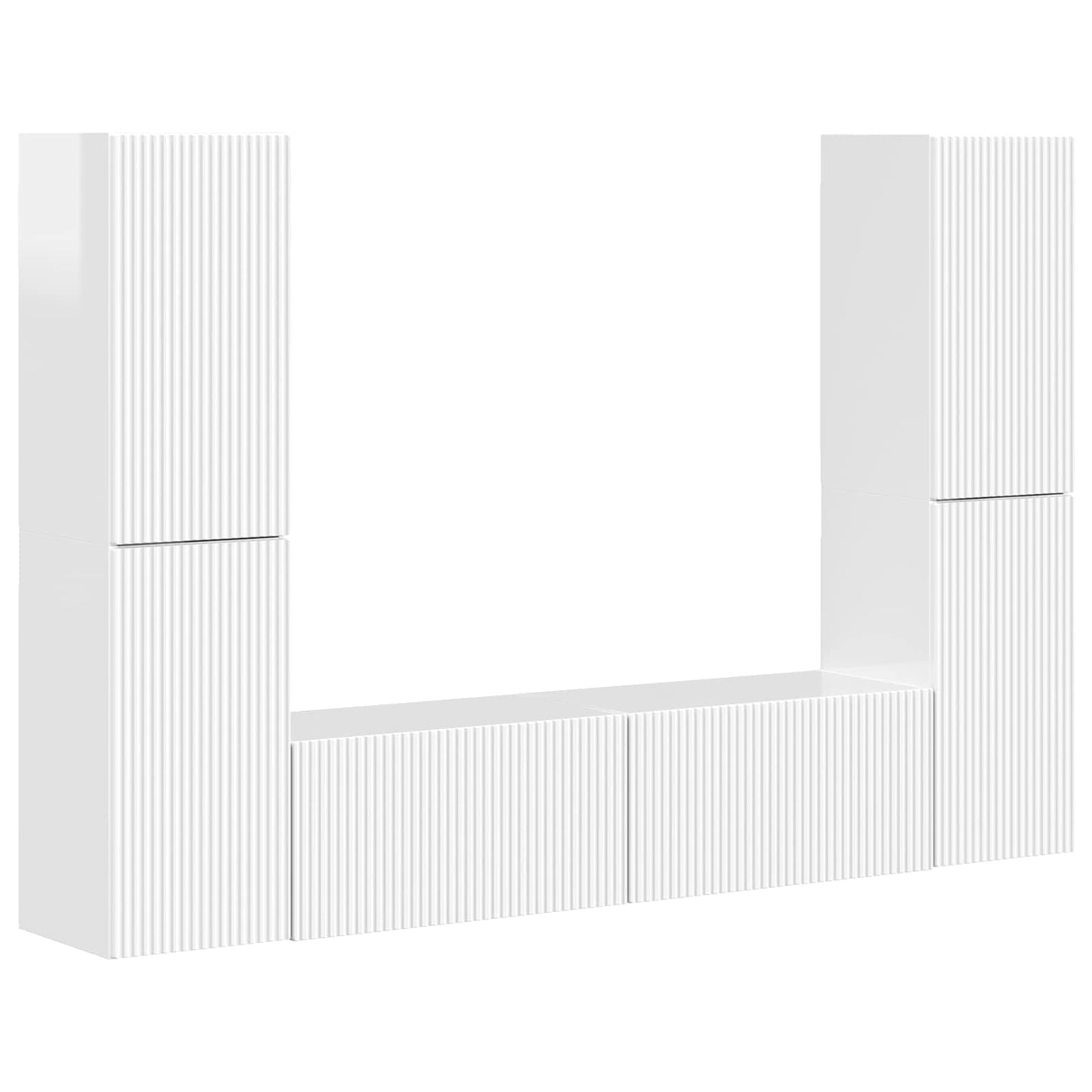 vidaXL TV Cabinet Set 6 pcs High Gloss White Engineered Wood 2
