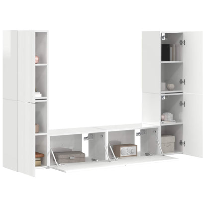 vidaXL TV Cabinet Set 6 pcs High Gloss White Engineered Wood 3