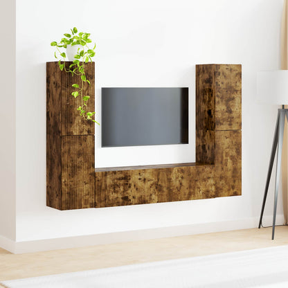 vidaXL TV Cabinet Set 6 pcs Smoked Oak Engineered Wood 4