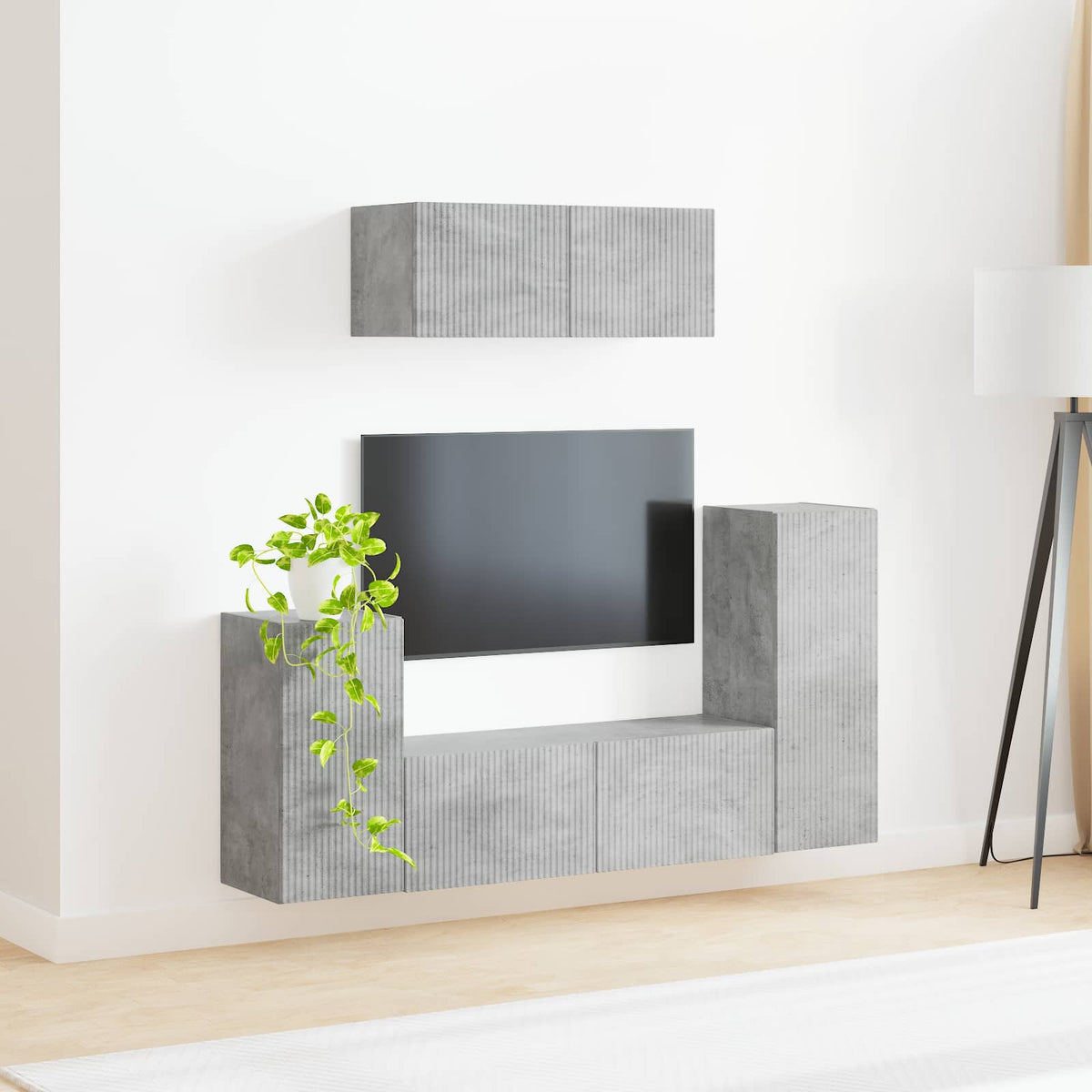 vidaXL TV Cabinet Set 4 pcs Concrete Grey Engineered Wood 4