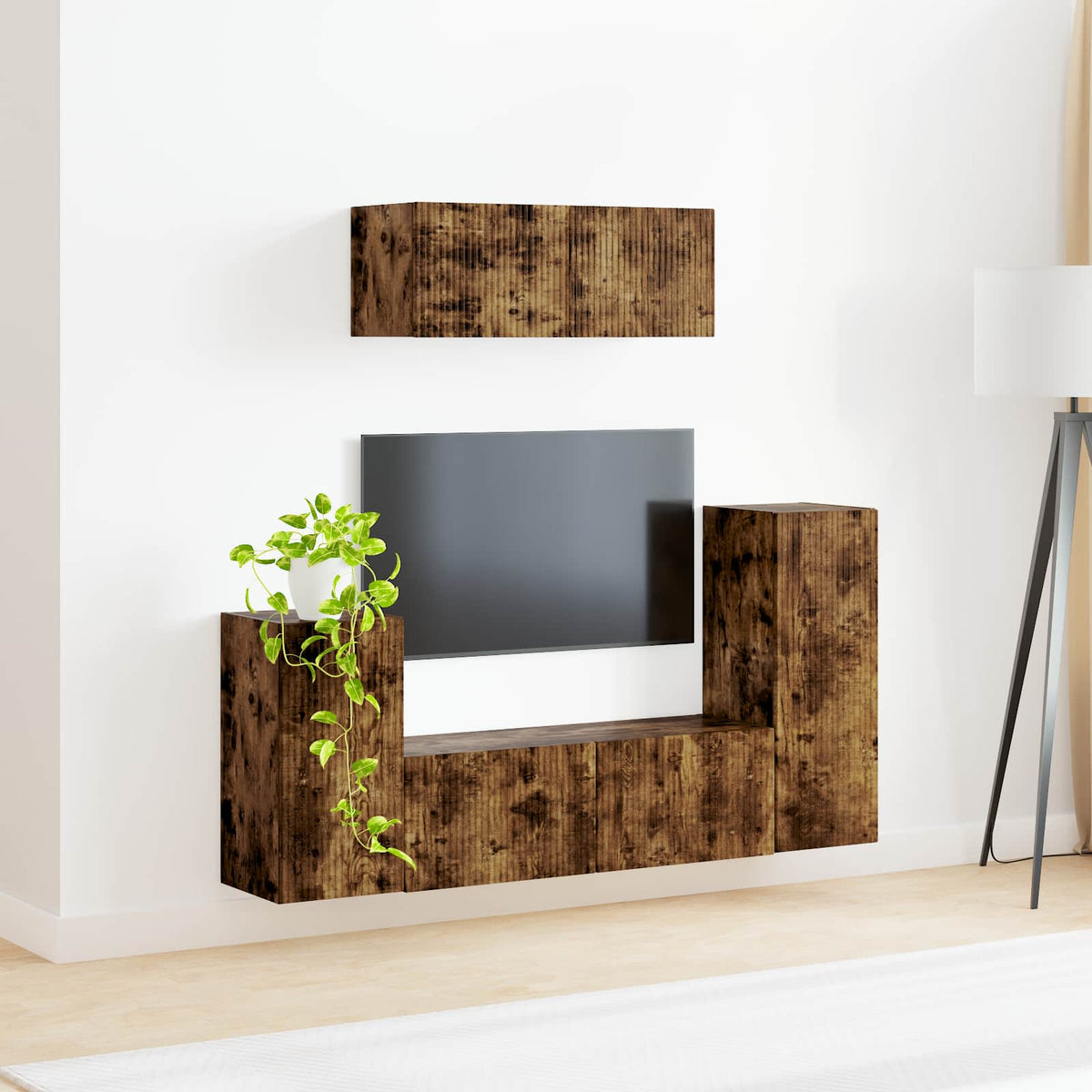 vidaXL TV Cabinet Set 4 pcs Smoked Oak Engineered Wood 4